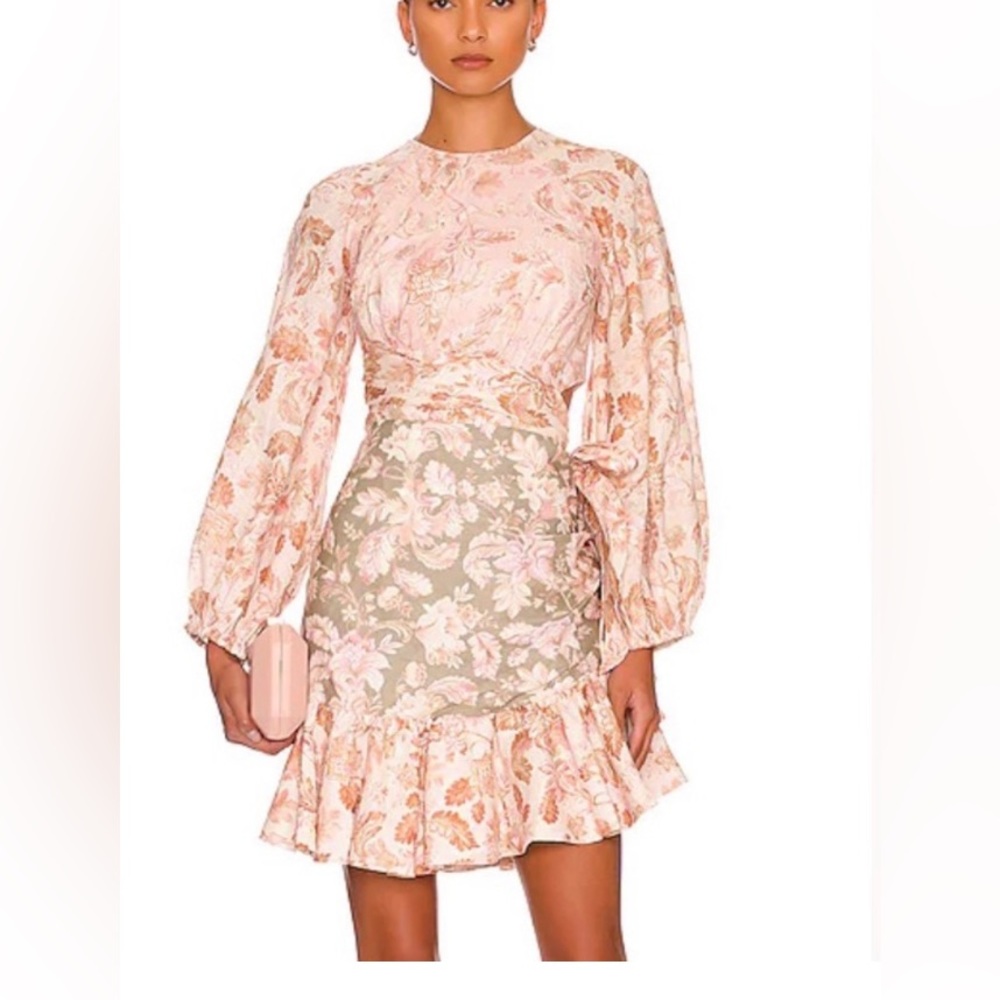 ZIMMERMANN NWT Wrap Billow Mini Dress in Spliced size 8US. Zimmermann size 2